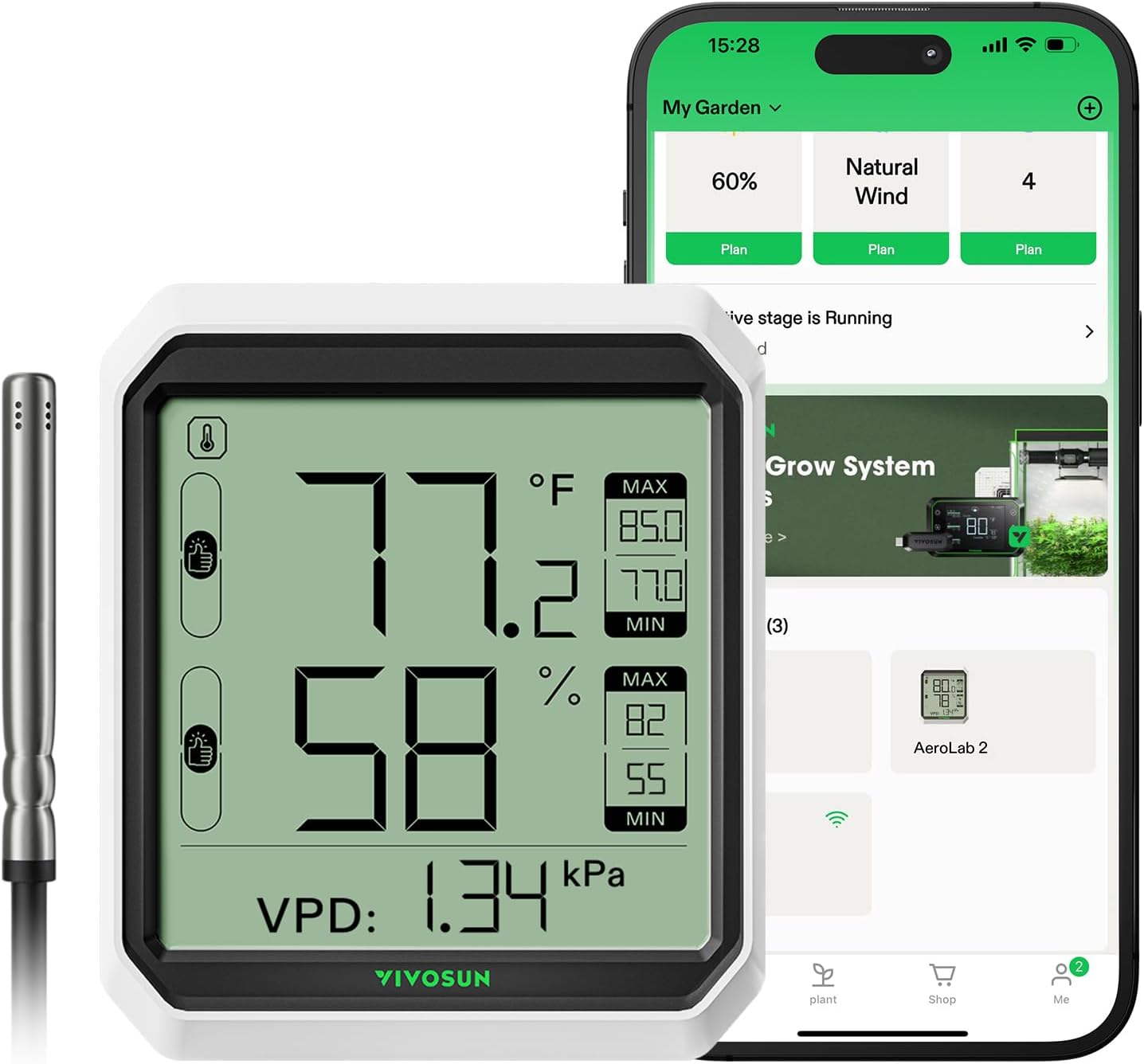 VIVOSUN AeroLab THB1S – Slimme Bluetooth Hygrometer & Thermometer