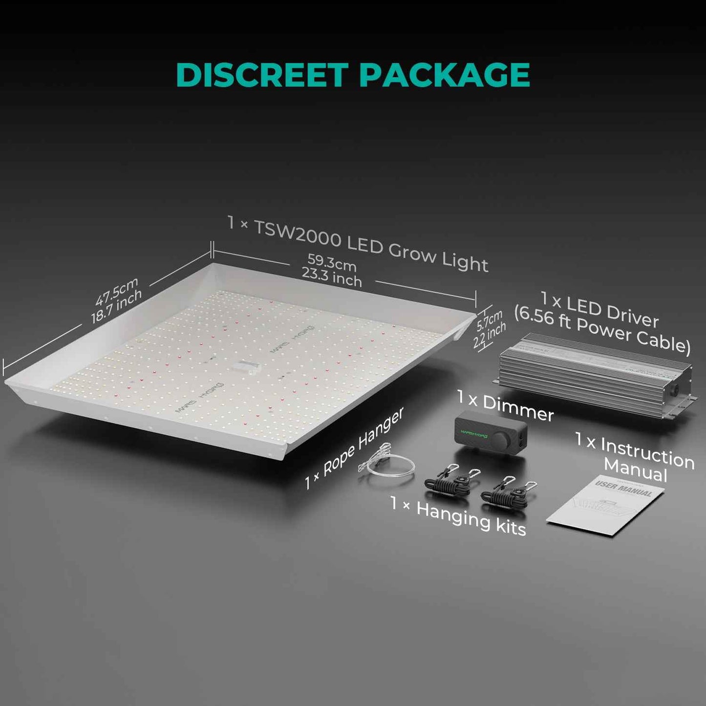 Mars Hydro TSW2000 300W Dimbare Full Spectrum LED Kweek- & Bloeilamp – 2.6 µmol/J voor 100×100 & 120×120 Kweektenten