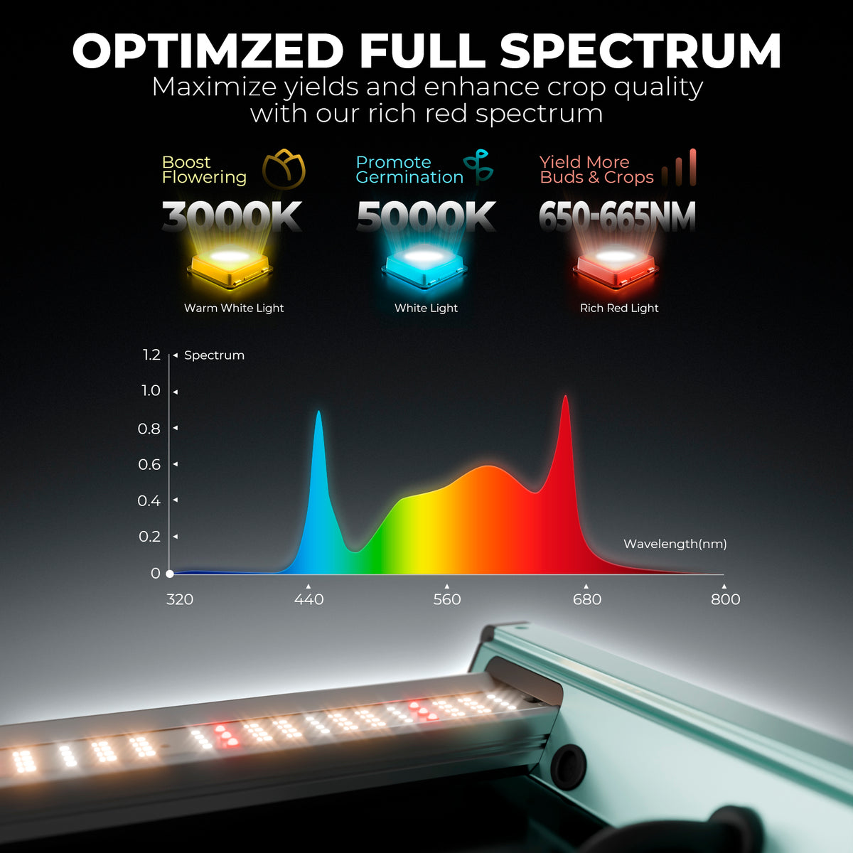 Mars Hydro FC4800 met Bridgelux 3030 LED chips | Mars Hydro FC4800 with Bridgelux 3030 LED chips | Mars Hydro FC4800 mit Bridgelux 3030 LED Chips