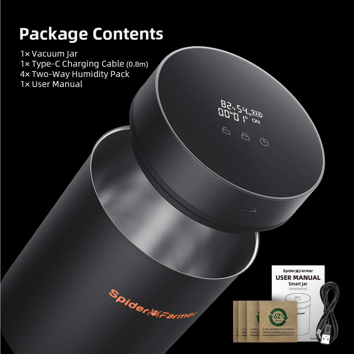 auto-cure jar met 62% humidity packs – spider farmer pot – Feuchtigkeit Kontrolle Glasbehälter