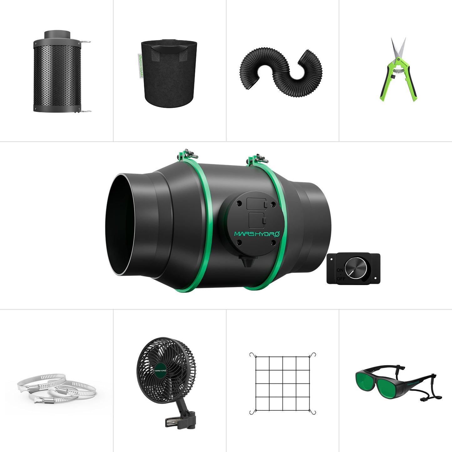 Mars Hydro iFresh 6-Inch Inline Fan Kit – 402 CFM Smart Grow Tent Ventilation with Carbon Filter & WiFi Expansion