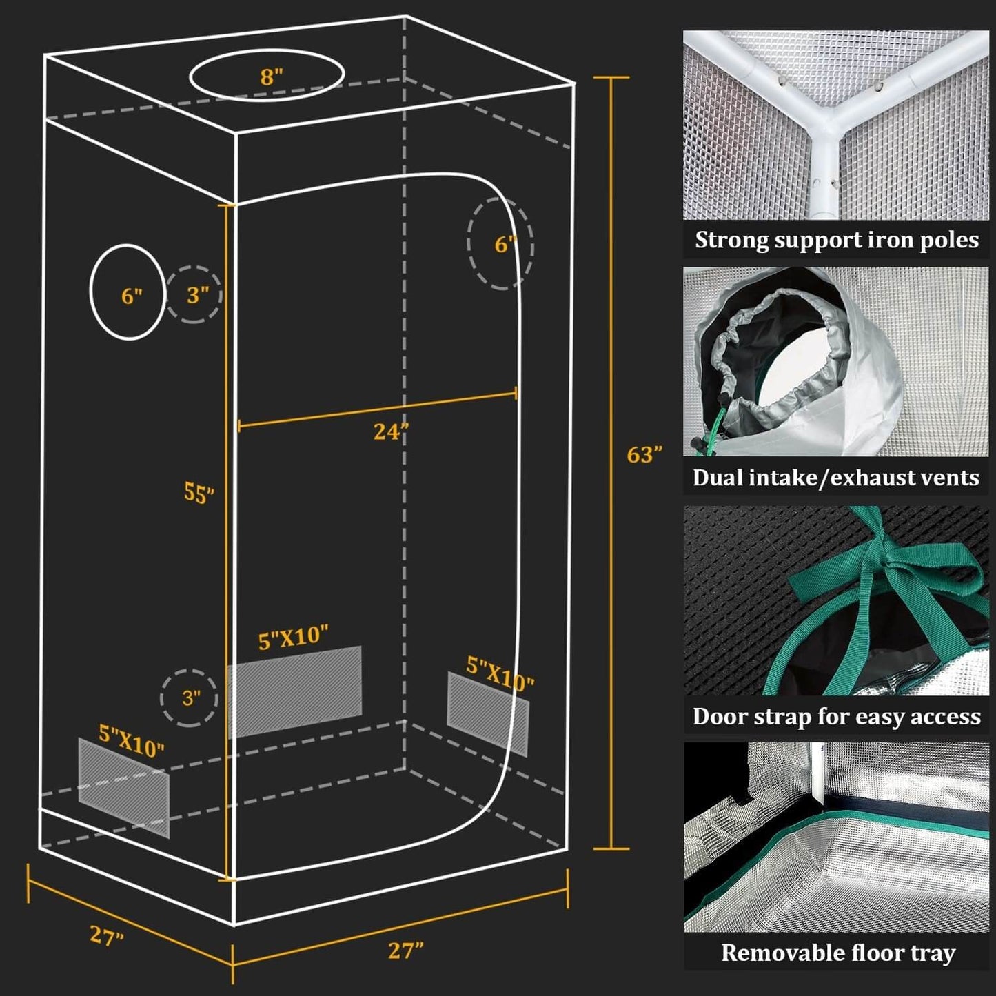 Mars Hydro TS 1000 80x80x160cm Indoor Tent Full Kits met Speed Controller of Temp Controller