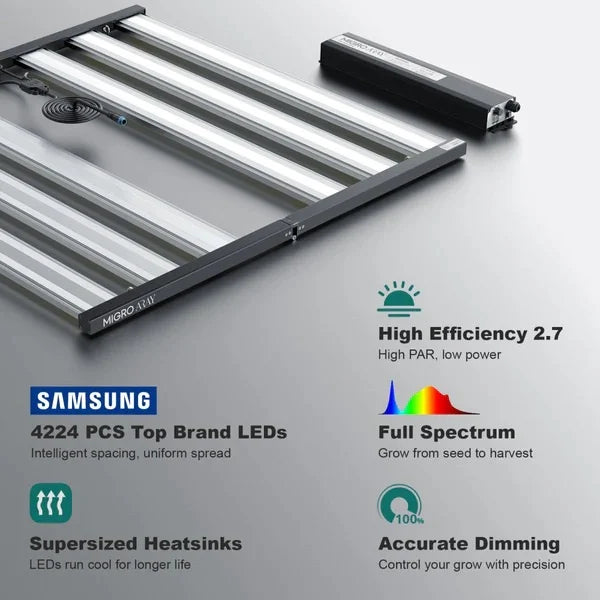 Migro ARRAY 4x4 High PAR 2.7µmol/J 750W Dimbaar Full Spectrum