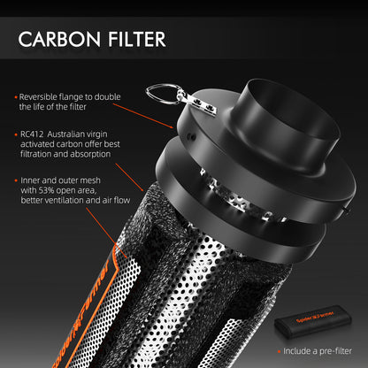 Spider Farmer 4 Inch/10cm Air Carbon Filter