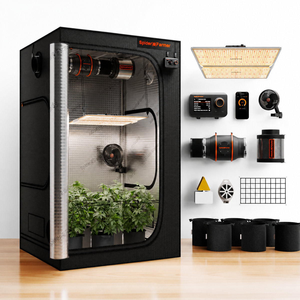 Spider Farmer SF4000 450W GGS Premium kweektent set 120×120×200 cm | Spider Farmer SF4000 450W GGS Premium grow tent kit 120×120×200 cm | Spider Farmer SF4000 450W GGS Premium Growzelt-Set 120×120×200 cm