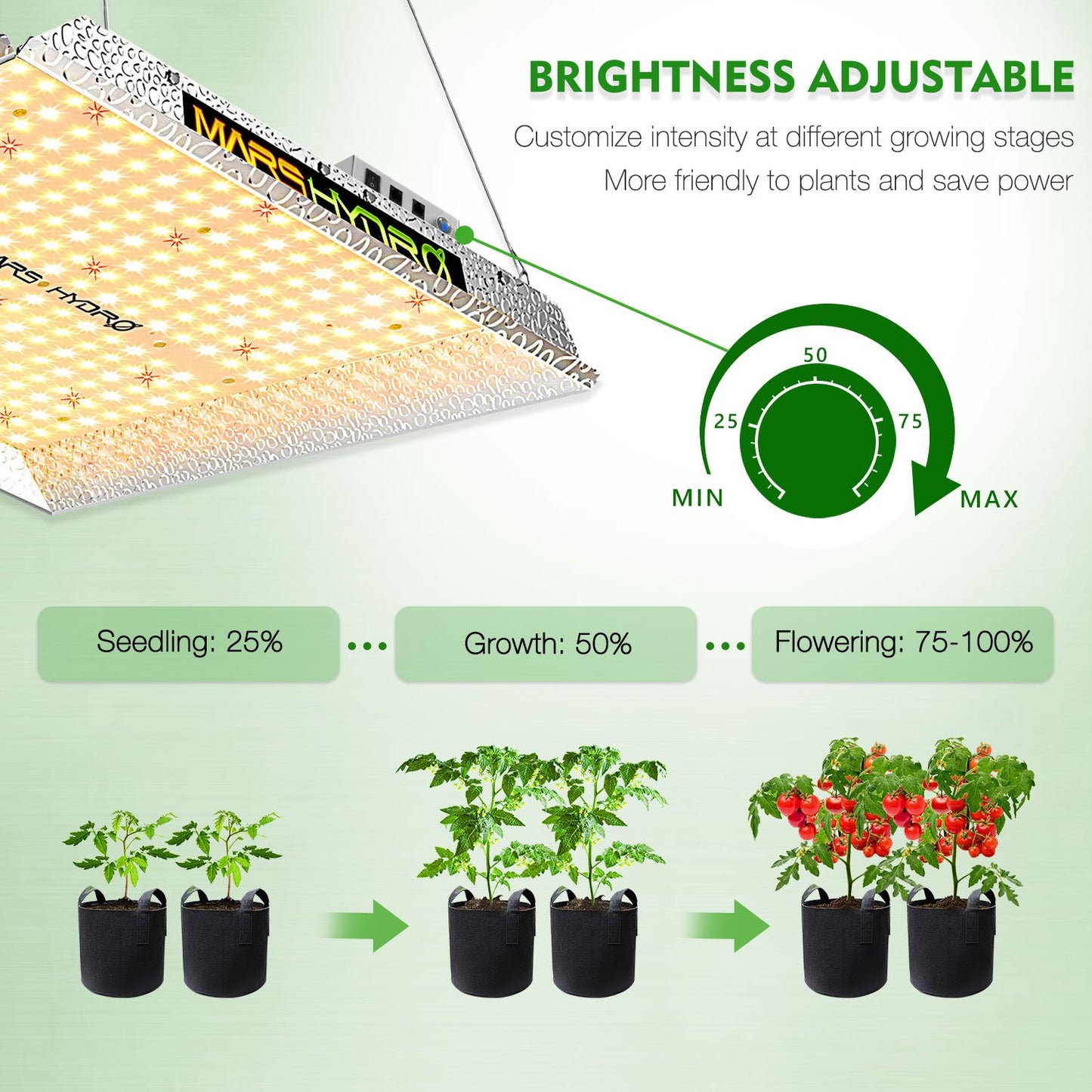 MARS HYDRO TSW 2000 (dimbaar) 2.6µmol/J 300W LED bloeilamp/kweeklamp