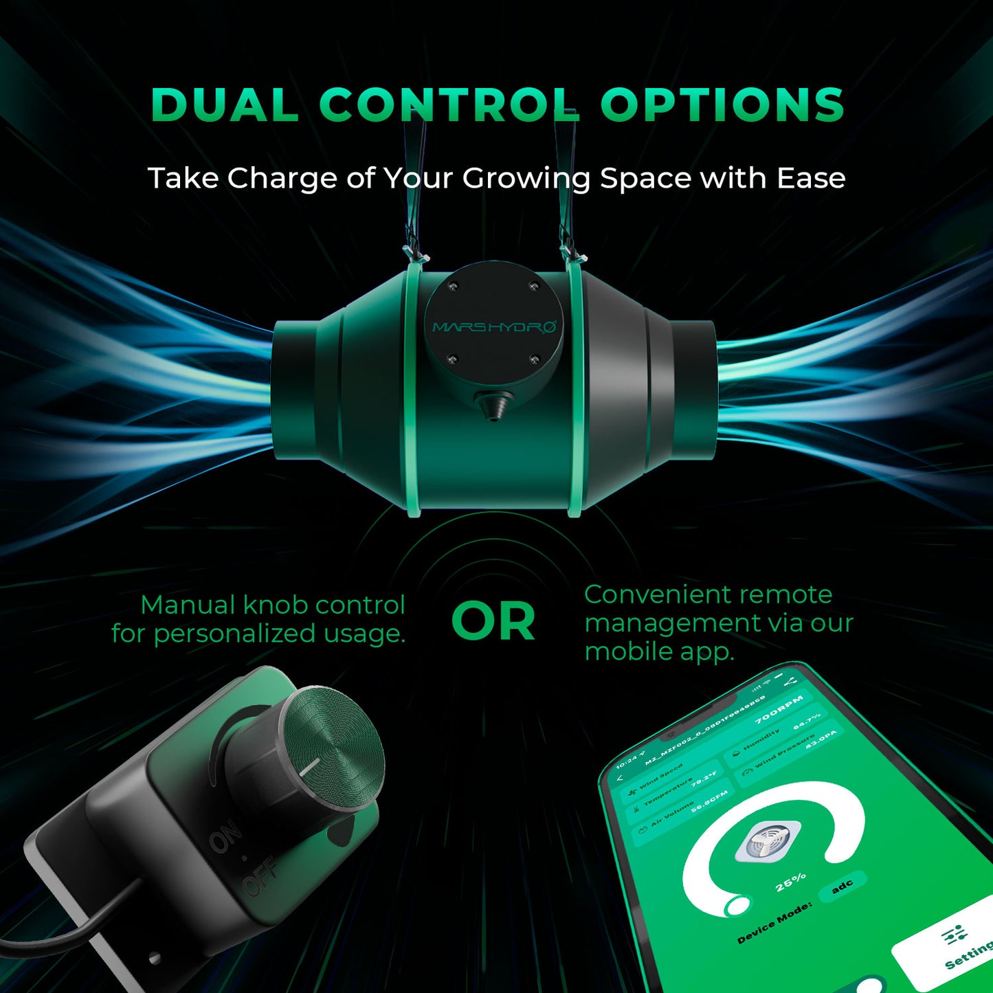 Mars Hydro iFresh 4-Inch Complete Fan Kit App Bediening