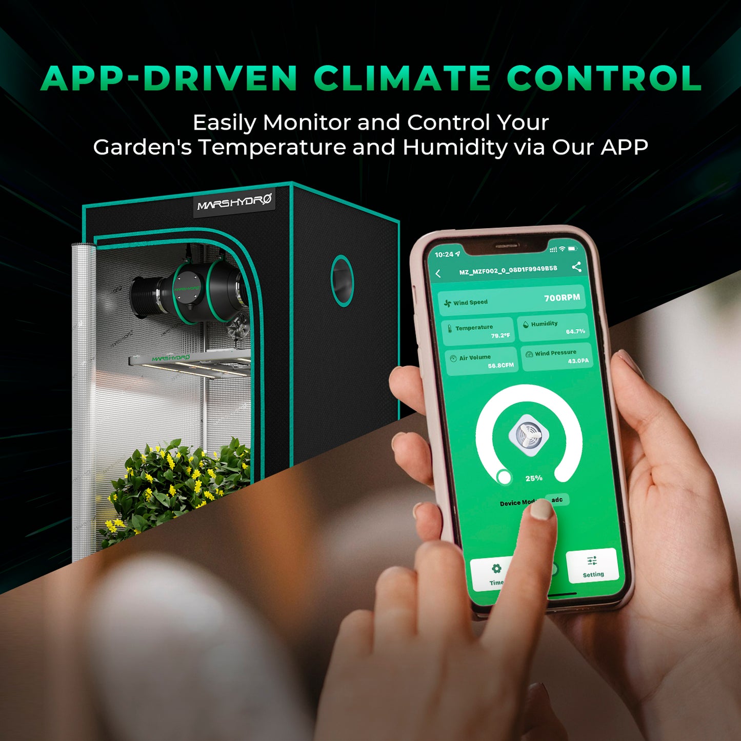Mars Hydro iFresh 4-Inch Complete Fan Kit App Bediening