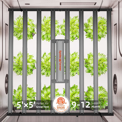150x150 cm LED kweekverlichting met 2.9 µmol/J efficiëntie, Spider Farmer G1000W grow tent light mit hoher Energieeffizienz