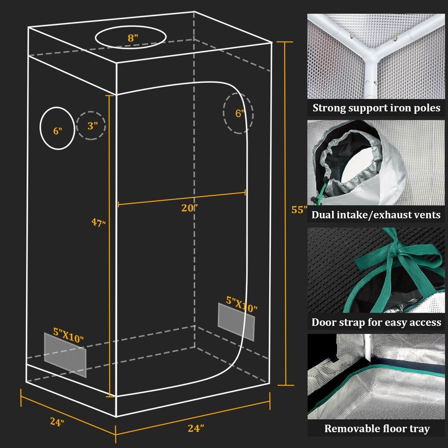 Mars Hydro Growers Kit TS 600 Full Grow 60x60x140cm met Speed Controller