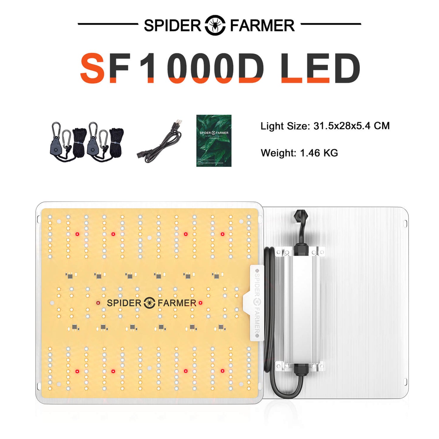 Spider Farmer SF1000D 100W 2,5 umol/J Full Spectrum LED Grow Light