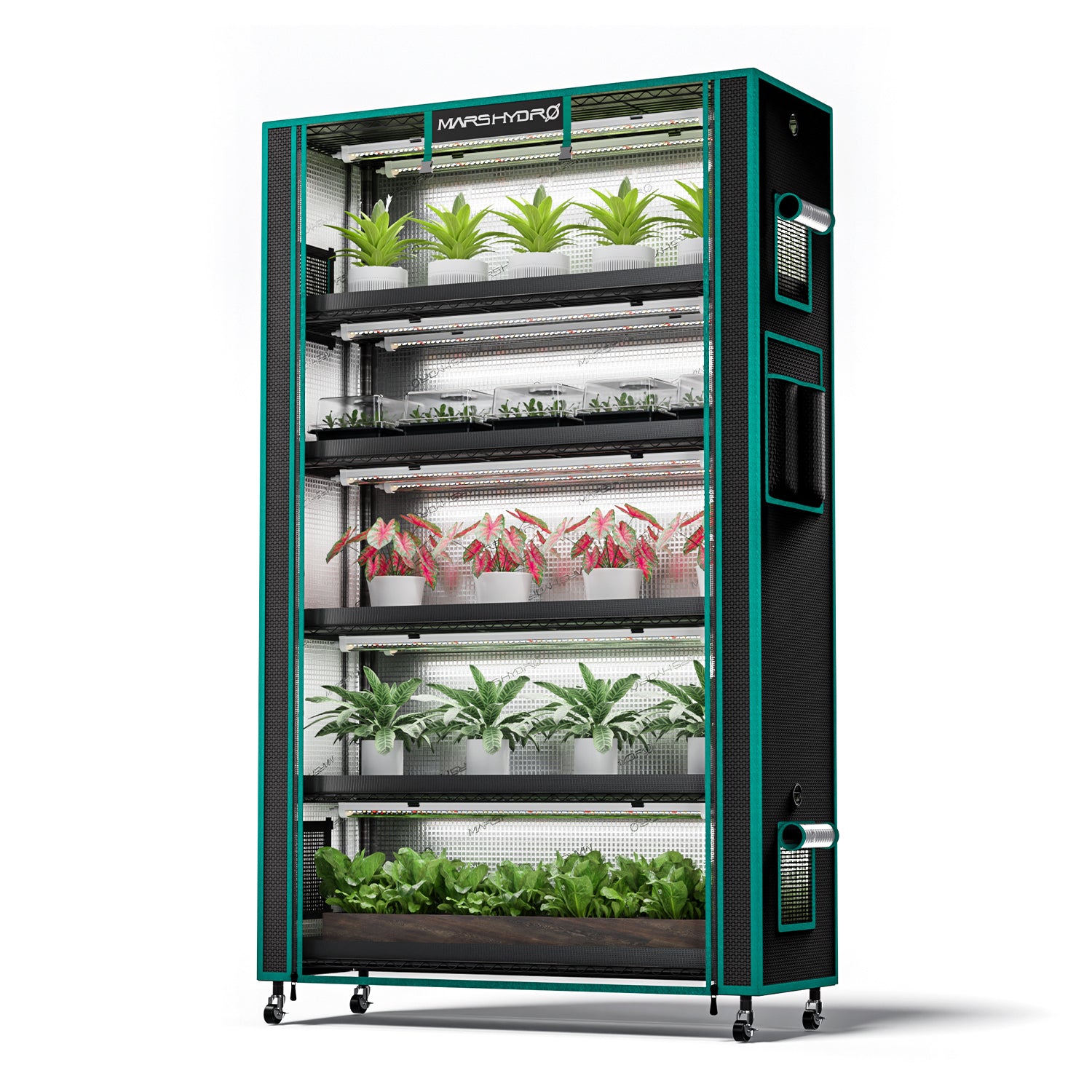 Mars Hydro 6 laags kweektent met LED groeilampen / 6-tier grow tent / sechsstufiges Pflanzenzelt
