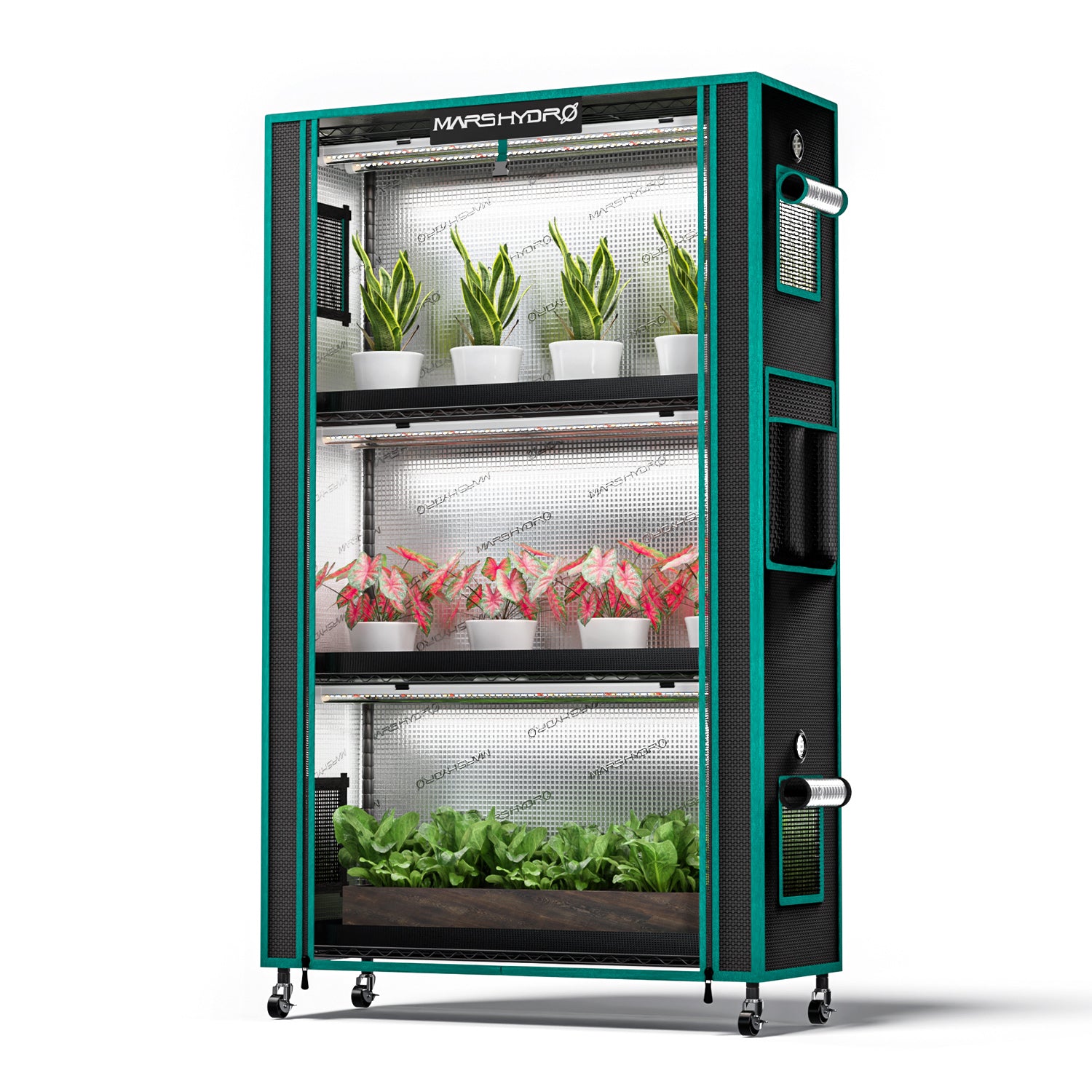 Mars Hydro 4 Tier Plant Stand met LED tent / indoor grow tent rack / Pflanzenregal mit LED Zelt