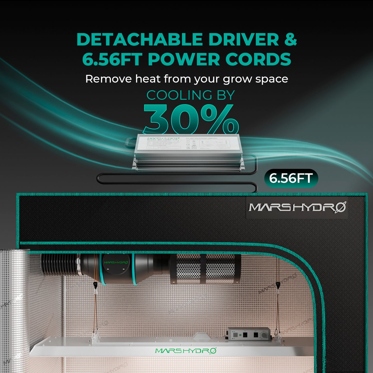 Mars Hydro TSL2000 300W grow light met MarsPro app bediening | Mars Hydro TSL2000 300W grow light with MarsPro app control | Mars Hydro TSL2000 300W Grow Licht mit MarsPro App Steuerung