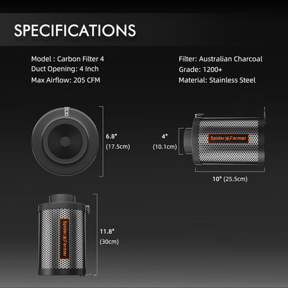 spider farmer koolstoffilter 4 inch | spider farmer 4 inch carbon filter | spider farmer 4 zoll aktivkohlefilter