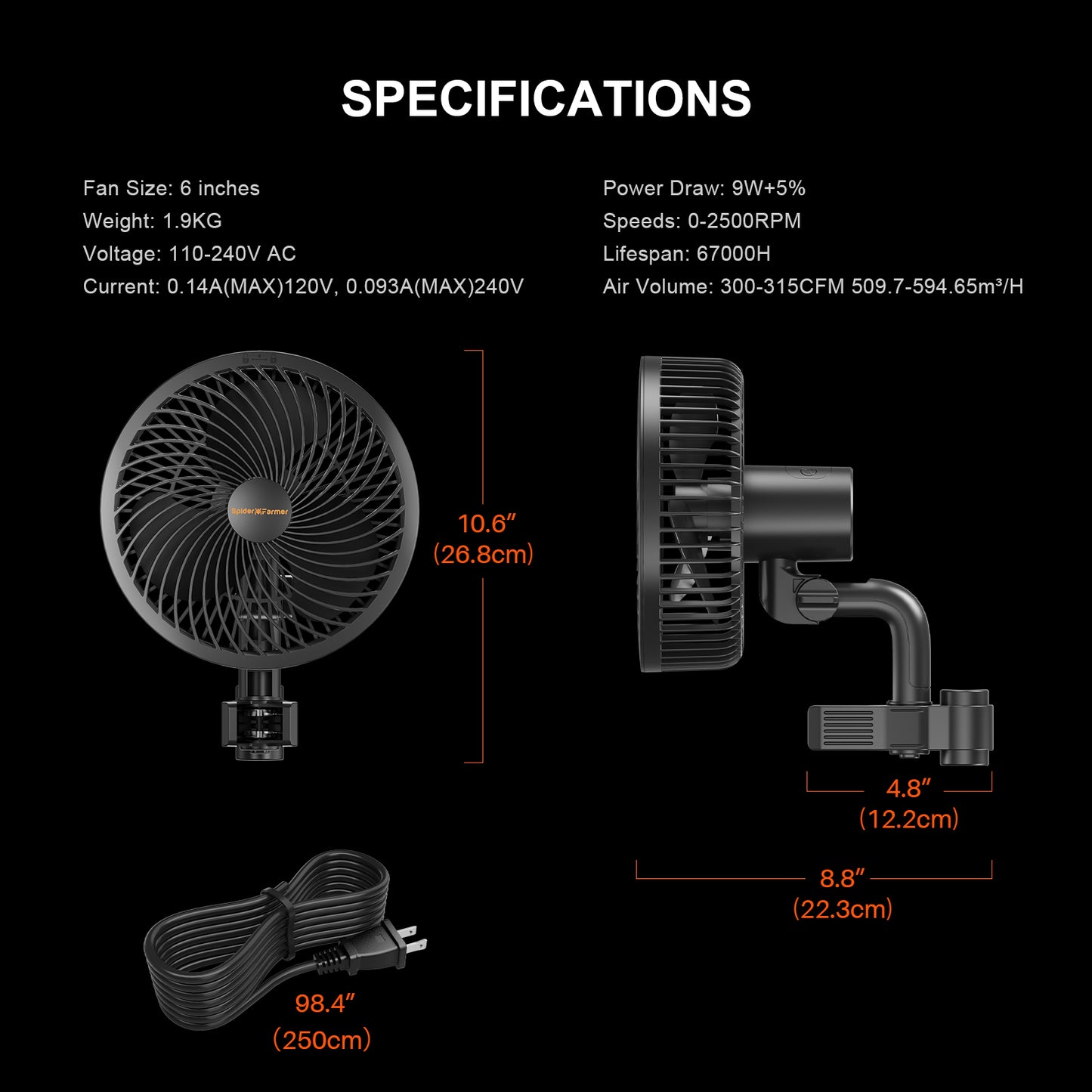 Spider Farmer 6-inch Clip Fan