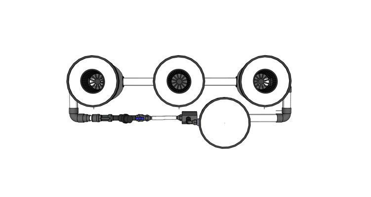 Growrilla (R)DWC PRO  Hydroponic Systems 3 In-Line Buckets