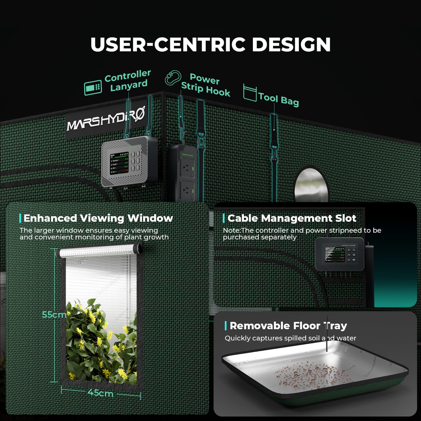 Mars Hydro Grow Tent Pro met 2000D tentstof | Mars Hydro Grow Tent Pro with 2000D tent fabric | Mars Hydro Grow Tent Pro mit 2000D Zeltstoff