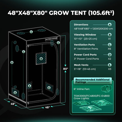 Mars Hydro Growers Kit TSW2000 Full Grow 120x120x200cm met Speed Controller of Smart Monitor