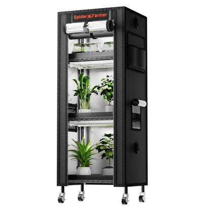 Spider Farmer 4-laags plantenrek 54W LED grow lights met 1680D grow tent voor zaailingen – 4 tier plant stand greenhouse – 4-stufiges Pflanzenregal Gewächshaus