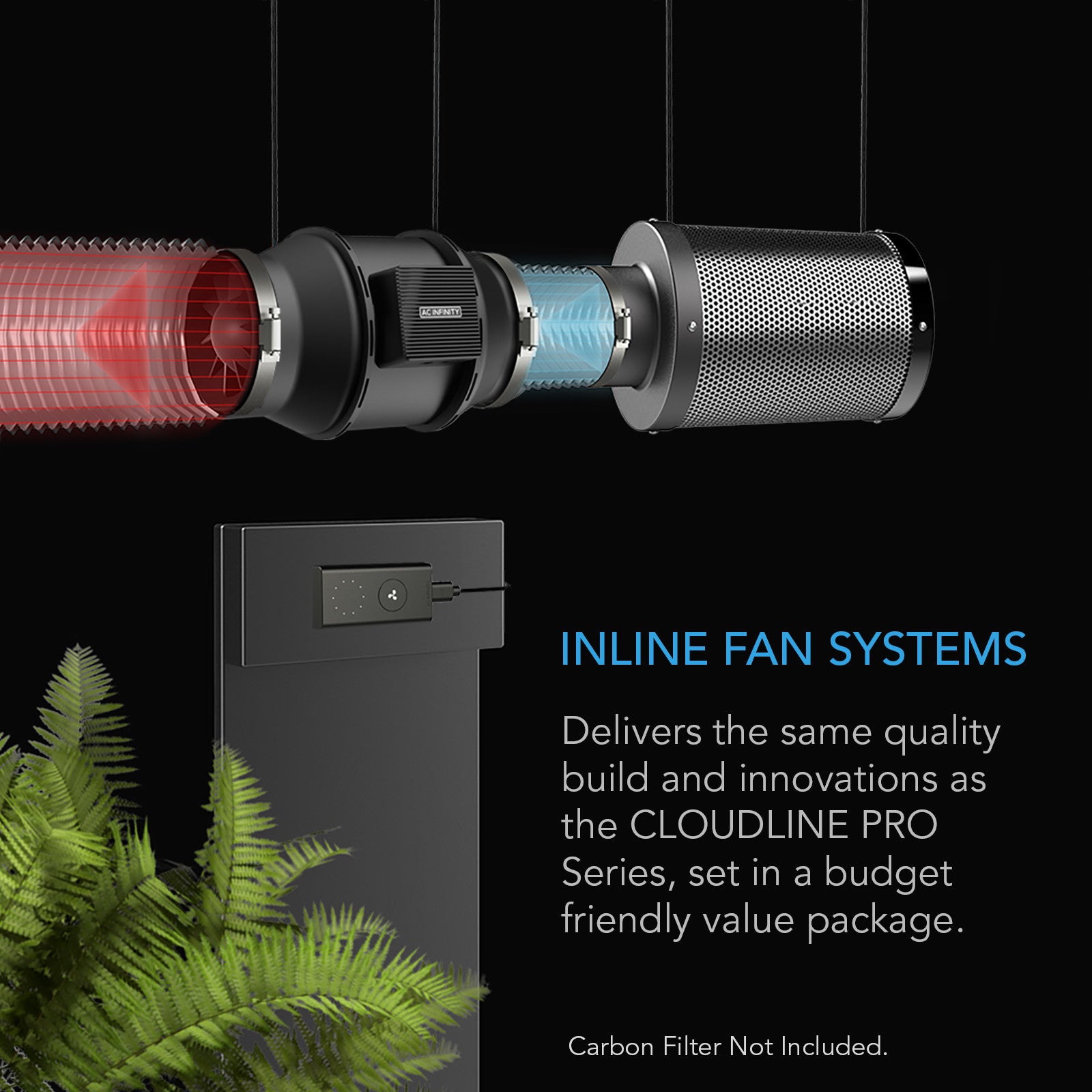 AC Infinity CLOUDLINE A4 stille EC afzuigventilator voor kweektent / quiet EC inline fan for grow tent / leiser EC Inline Ventilator Growzelt