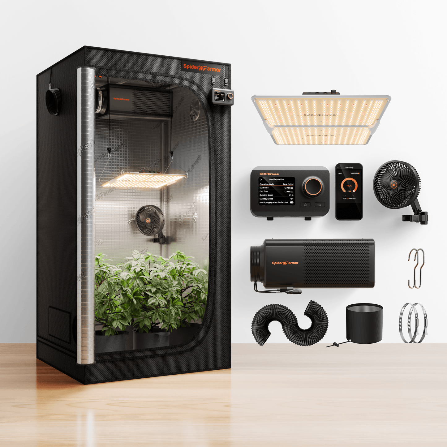 Spider Farmer SF2000PRO 200W GGS Premium kweektent set 90×90×180 cm | Spider Farmer SF2000PRO 200W GGS Premium grow tent kit 90×90×180 cm | Spider Farmer SF2000PRO 200W GGS Premium Growzelt-Set 90×90×180 cm