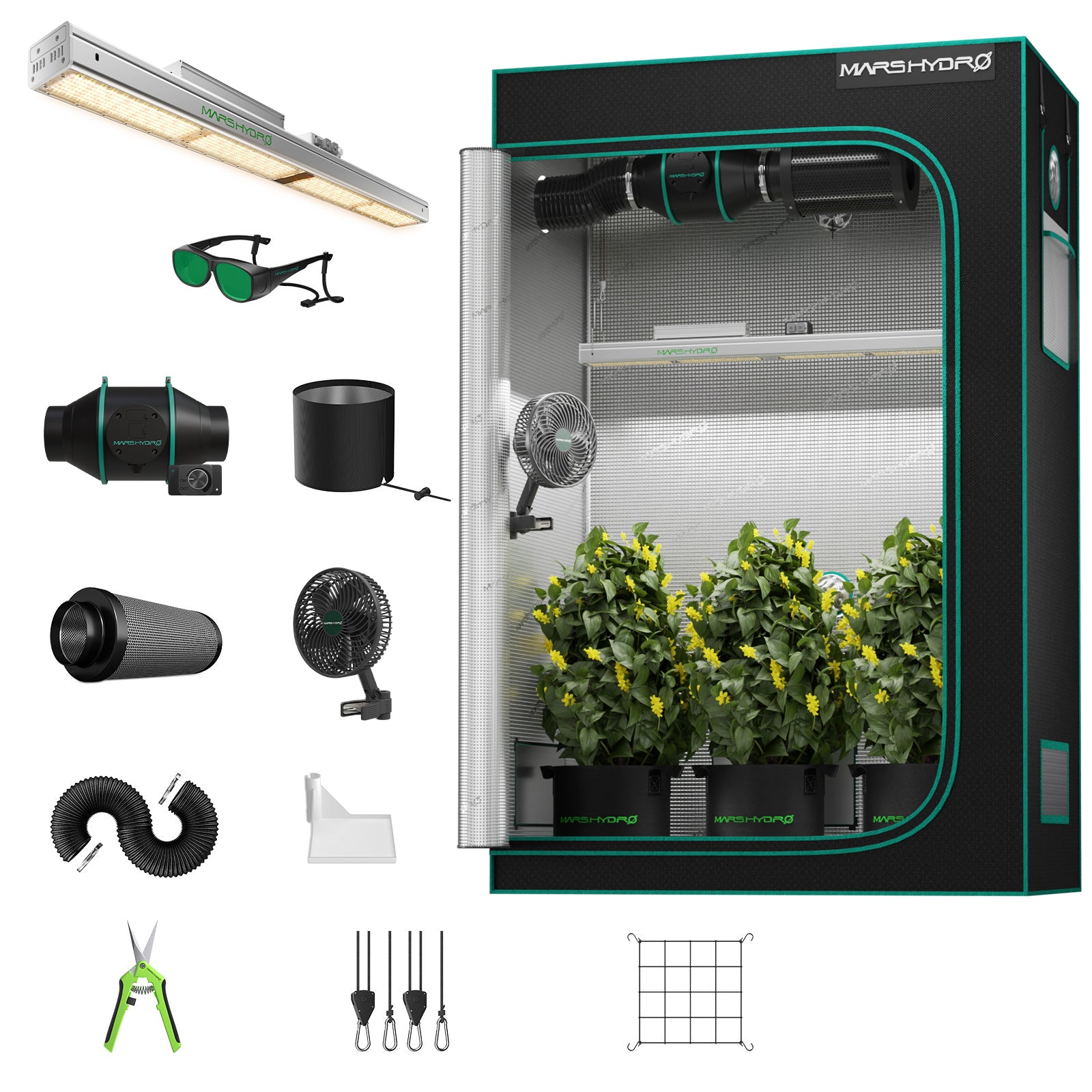 Mars Hydro SP3000 complete kweektent set | SP3000 grow tent kit | SP3000 Komplett Growbox Set
