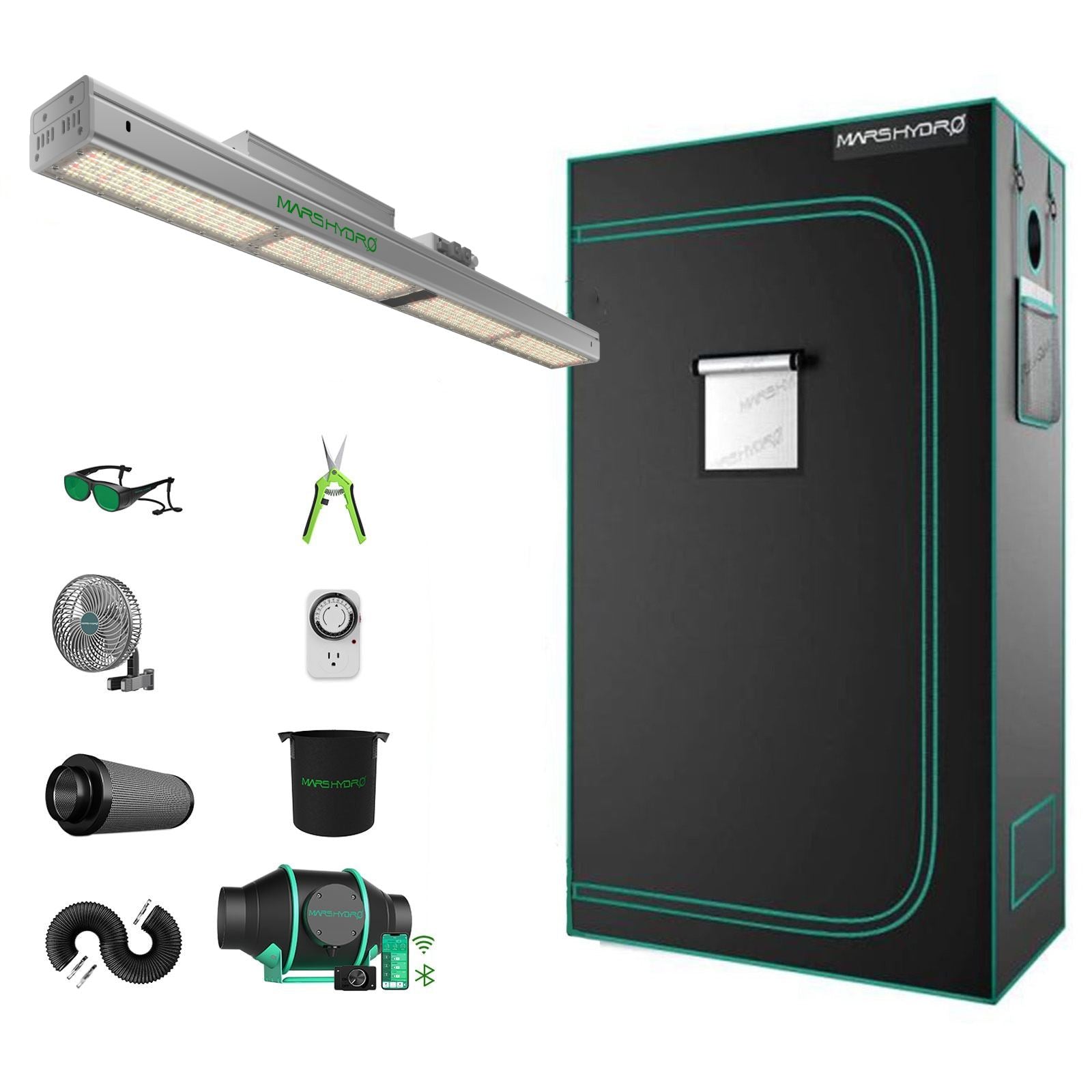 Mars Hydro SP3000 Complete Kweektent Kit – 300W LED Grow Kit 120×60 cm ...